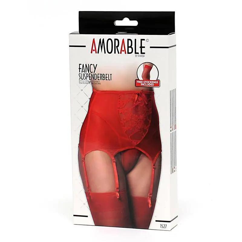 Wide Garter Belt with Stocking Red - secretsextoys.store