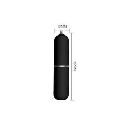 Black bullet of Wild Butterfly Remote Control Panty Vibrator with dimensions 18mm x 75mm.