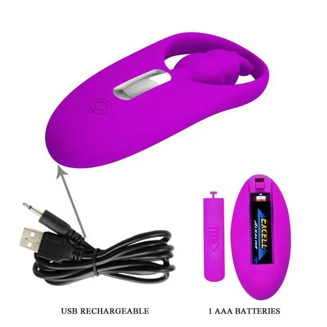 Wild Rabbit Panty Stimulator Remote Control in purple with USB cable and AAA battery for discreet pleasure.