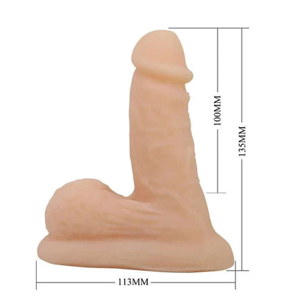 Wildon Realistic Dildo 13.5 cm with lifelike design and texture including veined shaft and bulbous head, dimensions shown.
