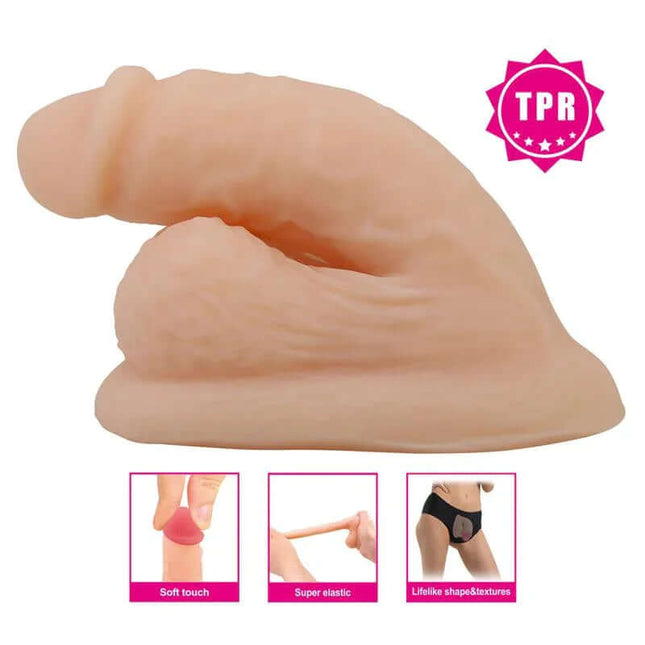 Wildon Realistic Dildo 13.5 cm with lifelike texture and durable TPR material, showcasing soft touch and super elastic features.