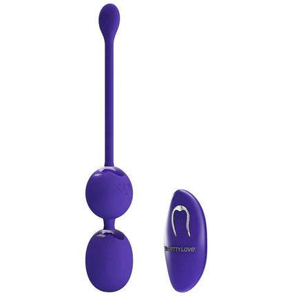 Purple Willie Youth Vibrating Kegel Balls with Remote, wireless design with 12 vibration functions for comfortable play.