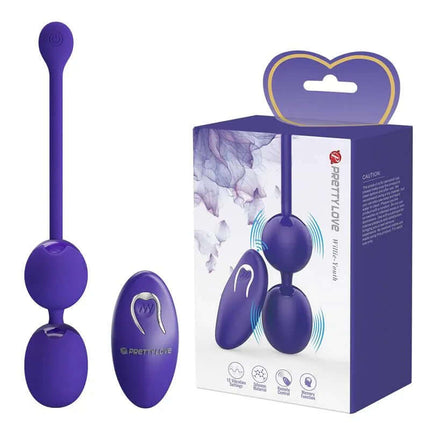 Willie Youth Vibrating Kegel Balls with Remote featuring 12 vibration functions, USB-rechargeable design in smooth purple ABS material.