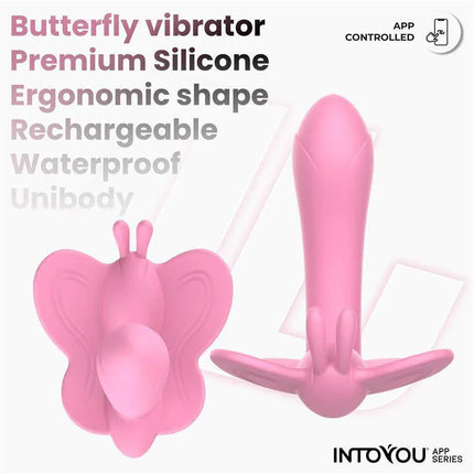 Wingy Butterfly Vibrator with App Pink featuring ergonomic design and premium silicone from Intoyou® App Series.