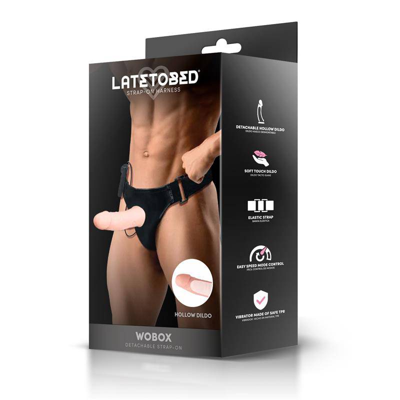 Wobox Detachable Strap - On with Hollow Dildo, Vibration and Remote Control - secretsextoys.store