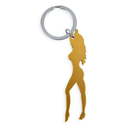 Stylish Women's Keychain with Opener Golden featuring a sleek, elegant shape for everyday use and spontaneous celebrations.