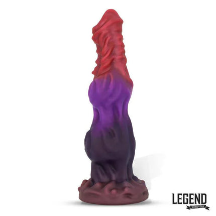 Wortak Liquid Silicone Dildo 24,8 cm in vibrant red and purple colors from Lengen Dildos for immersive play.