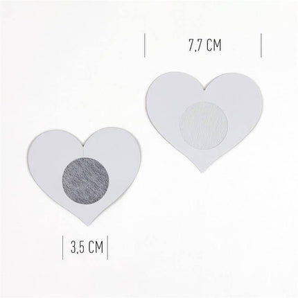 Wow Boobs! Nipple Covers Heart Shapped Holographic - heart-shaped design with holographic finish in two sizes, 7.7 cm and 3.5 cm.