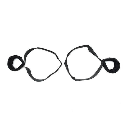 Wrist to Upper Leg Cuff Set Adjustable in black nylon with Velcro fastening, laid out flat for display.