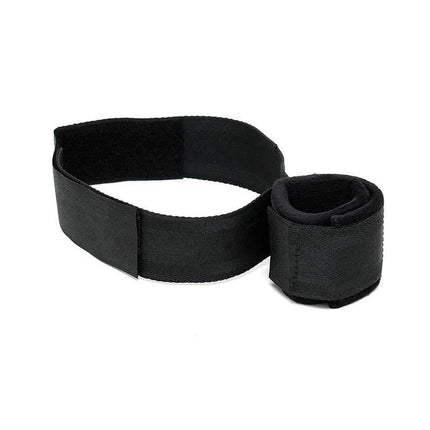 Black Wrist to Upper Leg Cuff Set Adjustable with Velcro fastening for secure restraint