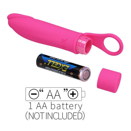 Xiuhcoatl G-spot Vibe Silicone with battery compartment open, requires 1 AA battery for operation.