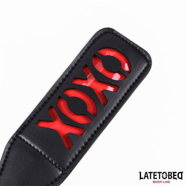 XOXO Paddle 32cm with bold black and red design for BDSM play