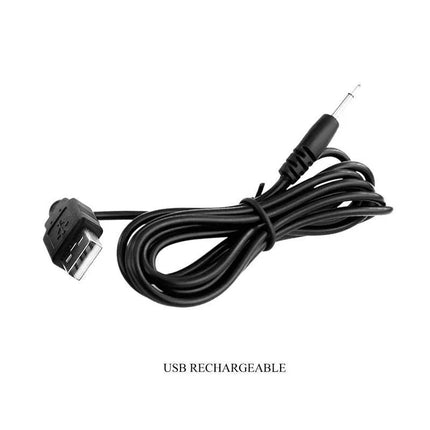 USB rechargeable cable with 3.5mm jack for electronic device connectivity and charging.
