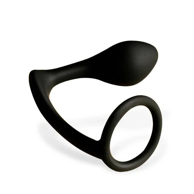 Yastant Anal Plug with Testicles Ring in black silicone for enhanced sensation and hands-free wear by Afterdark.