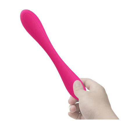 Yedda Vibrator Bendable Pink held in hand, showcasing its flexible C-shape design for internal and external stimulation.