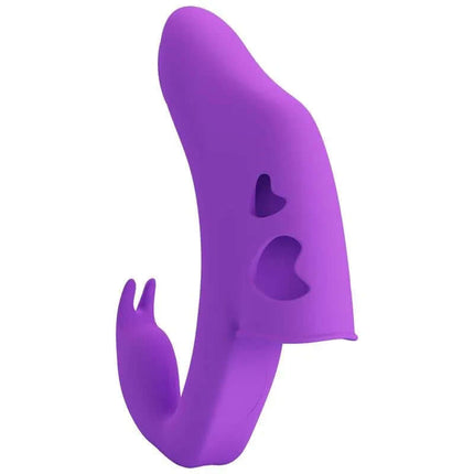 Purple Yenna Fingering Vibrator for precise fingertip stimulation, crafted from body-safe silicone, shown on white background.