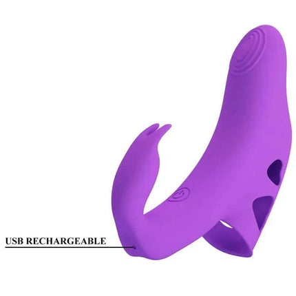 Purple Yenna Fingering Vibrator with USB rechargeable feature for precise fingertip stimulation and ergonomic design.