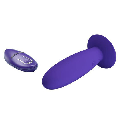Youth Vibrating Anal Plug with Remote, featuring a sleek purple design and 12 vibration functions for customizable pleasure.