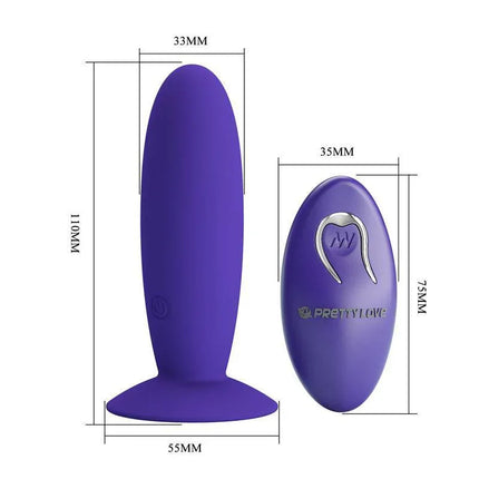 Youth Vibrating Anal Plug with Remote featuring thick shaft, suction base, and remote control for customizable pleasure.