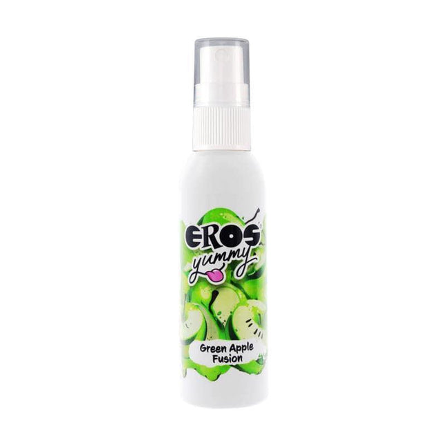 Yummy body spray Green Apple Fusion 50 ml with tart, juicy green apple flavor for sensual enjoyment and easy application.