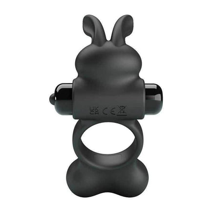 Yusuf Vibrating Penis Ring with Steel Beads, silicone waterproof ring with bunny ears, offers 10 vibration functions for dual pleasure.