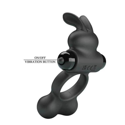 Yusuf Vibrating Penis Ring with Steel Beads featuring bunny ears design for enhanced pleasure and vibration functions.